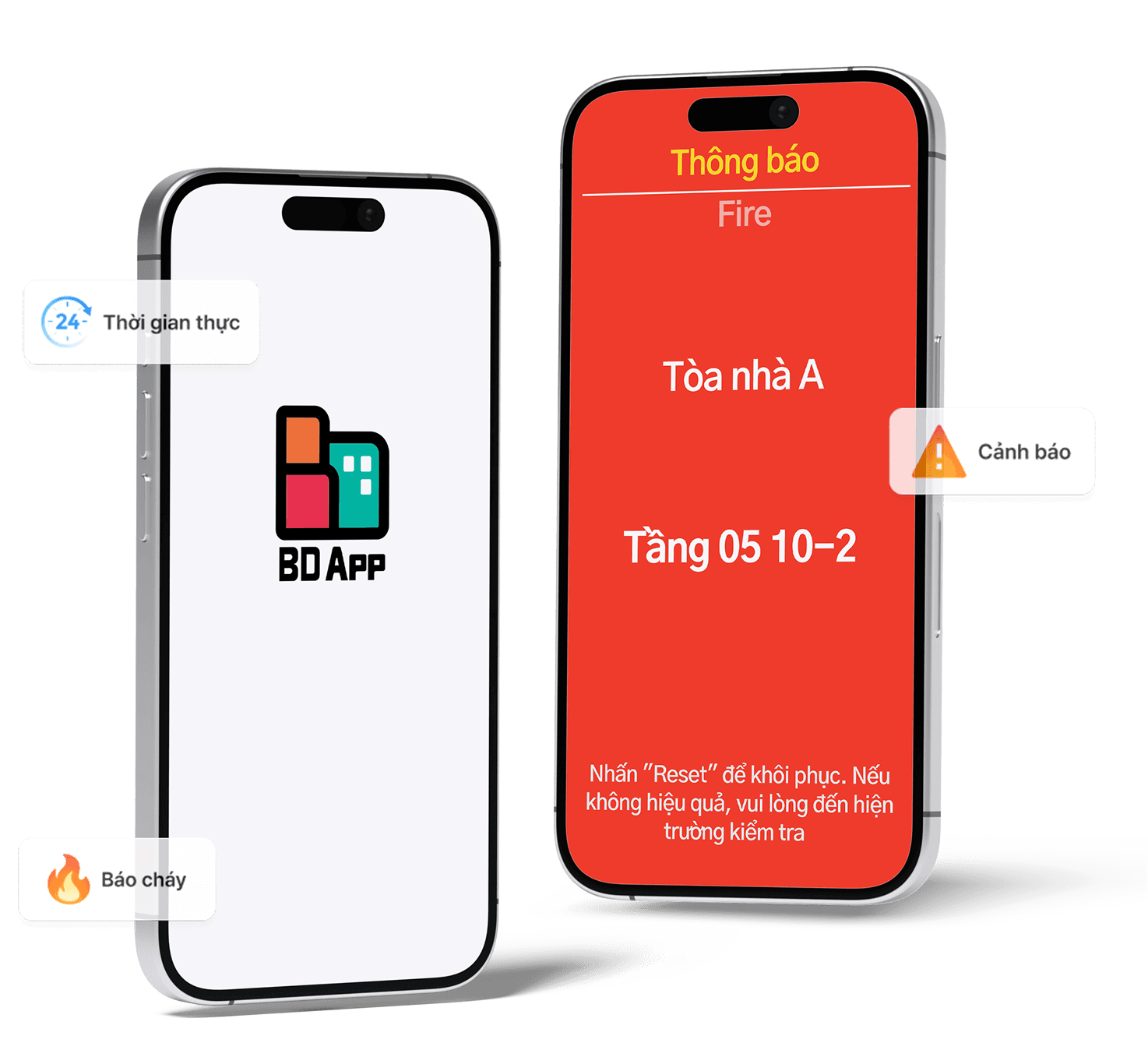 Màn hình giám sát thời gian thực và cảnh báo cháy của BDApp